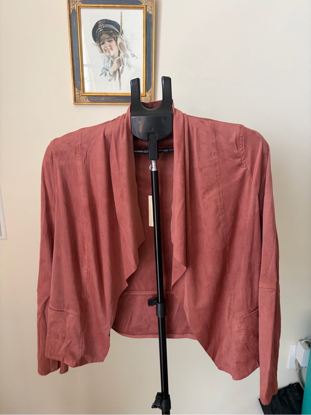 Max Studio Draped Faux Suede Jacket — NWT, Terracotta/Rust, Size S